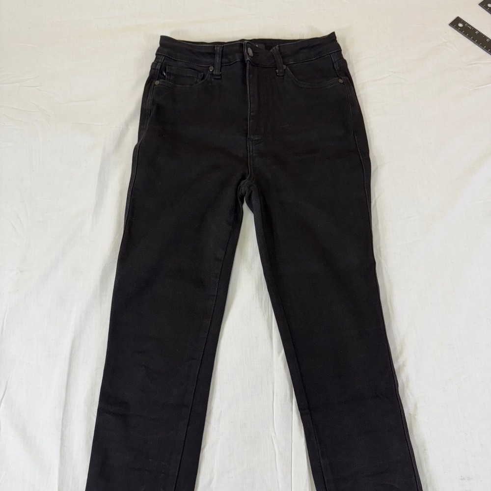 Judy Blue Los Angeles Black Denim Skinny‎ Jeans Size 7/28 Distressed Hem